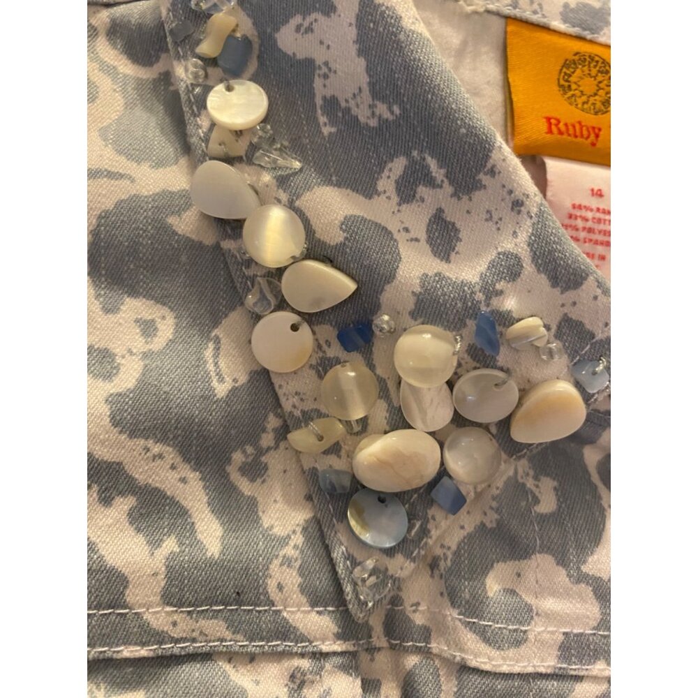 Ruby Rd. Light Blue White Jacket Button Closures … - image 6